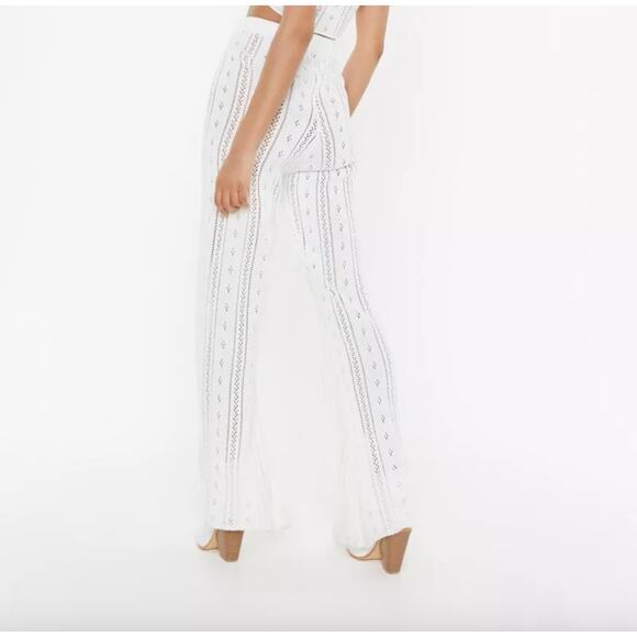 Nasty Gal High Rise Crochet Pointelle Knit Flare Pants Size M NEW Festival Boho - Picture 2 of 14
